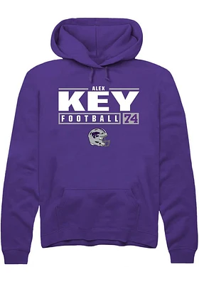 Alex Key  Rally K-State Wildcats Mens Purple NIL Stacked Box Long Sleeve Hoodie