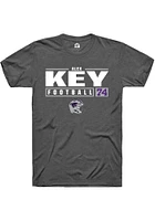 Alex Key  K-State Wildcats Dark Grey Rally NIL Stacked Box Short Sleeve T Shirt