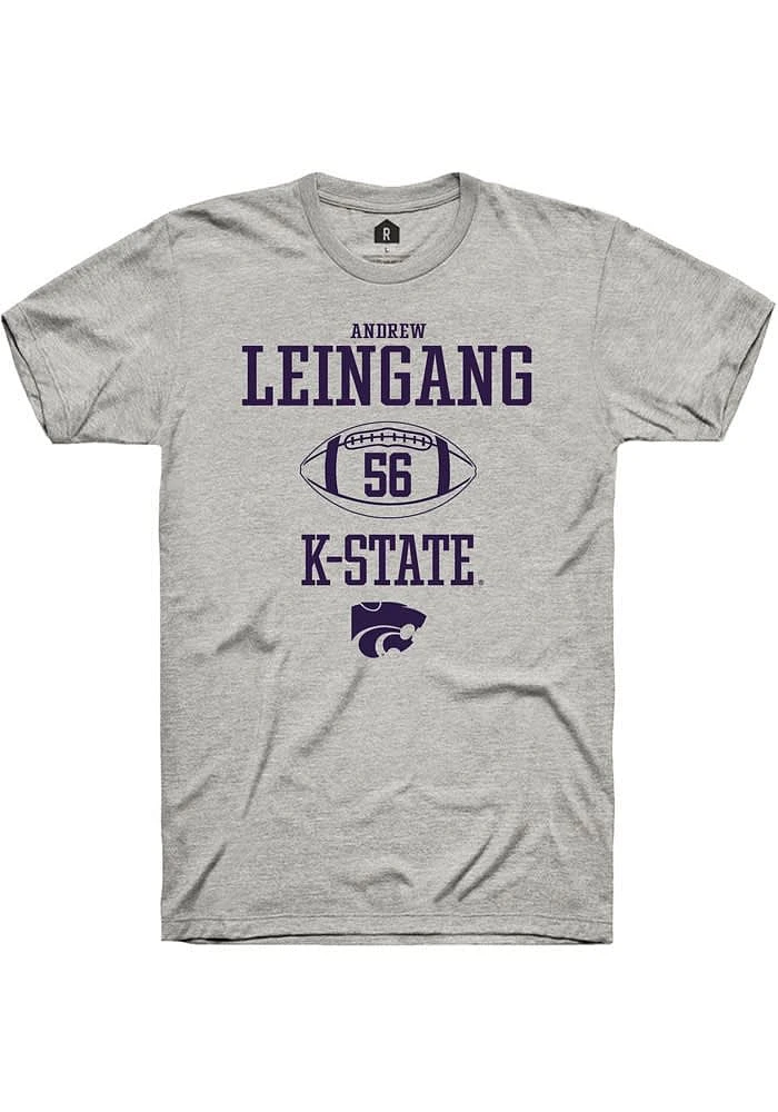 Andrew Leingang K-State Wildcats Ash Rally NIL Sport Icon Short Sleeve T Shirt
