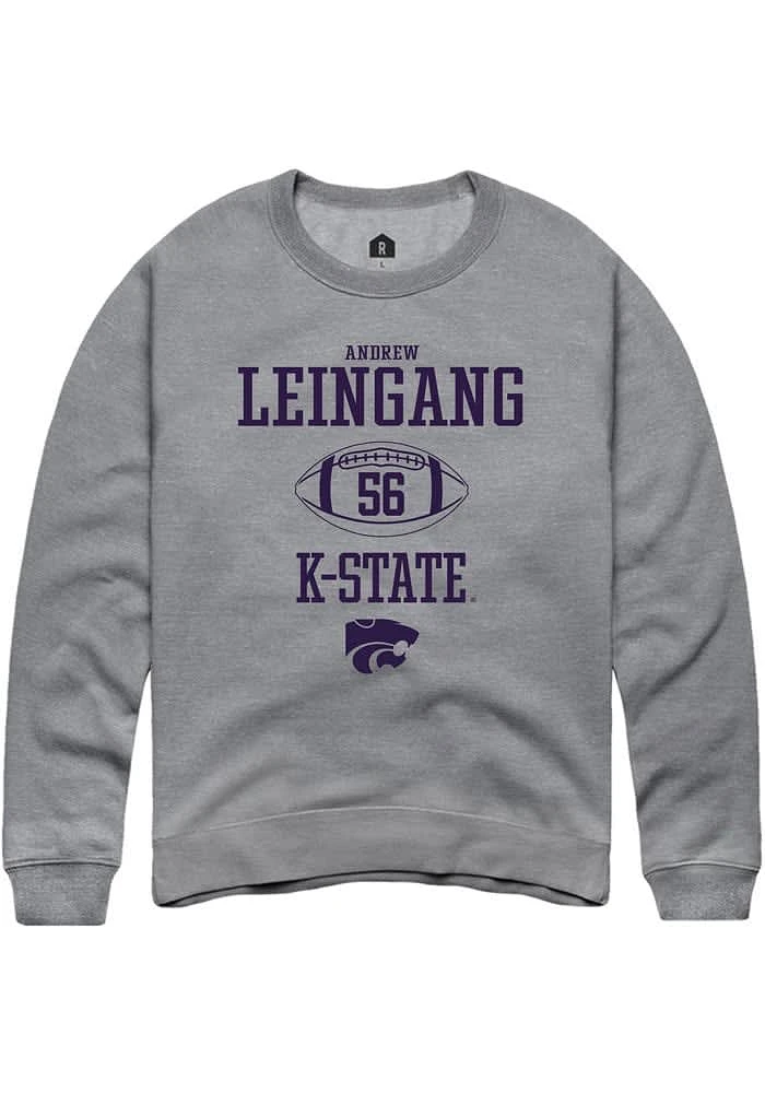 Andrew Leingang Rally K-State Wildcats Mens Graphite NIL Sport Icon Long Sleeve Crew Sweatshirt