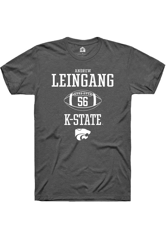 Andrew Leingang K-State Wildcats Dark Grey Rally NIL Sport Icon Short Sleeve T Shirt