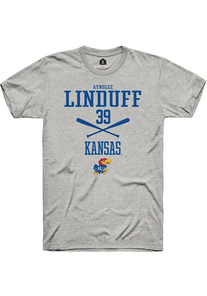 Aynslee Linduff Kansas Jayhawks Ash Rally NIL Sport Icon Short Sleeve T Shirt