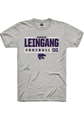 Andrew Leingang  K-State Wildcats Ash Rally NIL Stacked Box Short Sleeve T Shirt