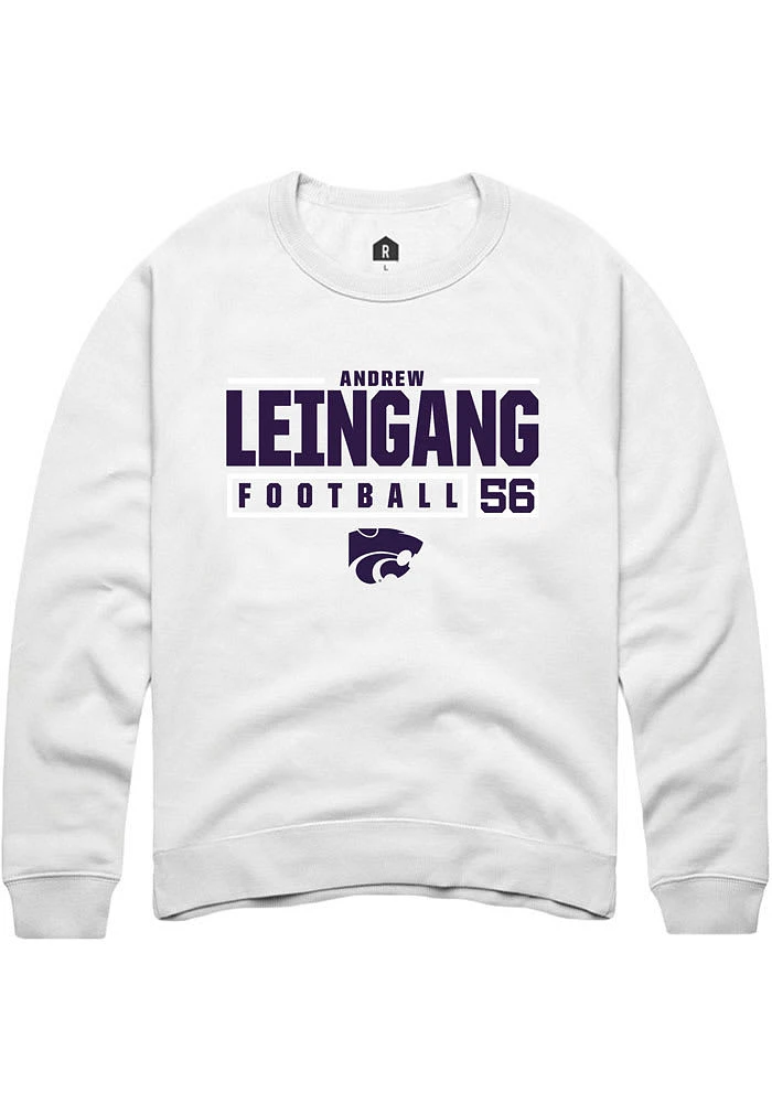 Andrew Leingang Rally K-State Wildcats Mens NIL Stacked Box Long Sleeve Crew Sweatshirt