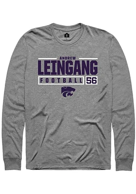 Andrew Leingang  K-State Wildcats Graphite Rally NIL Stacked Box Long Sleeve T Shirt