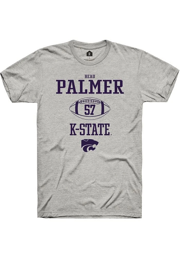Beau Palmer K-State Wildcats Ash Rally NIL Sport Icon Short Sleeve T Shirt