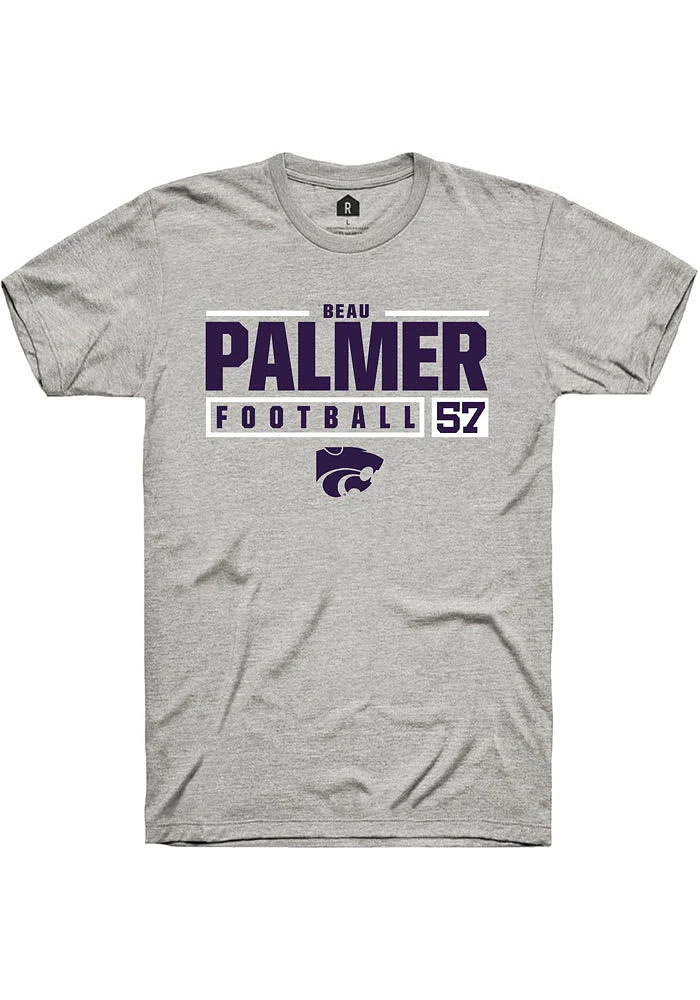 Beau Palmer K-State Wildcats Ash Rally NIL Stacked Box Short Sleeve T Shirt