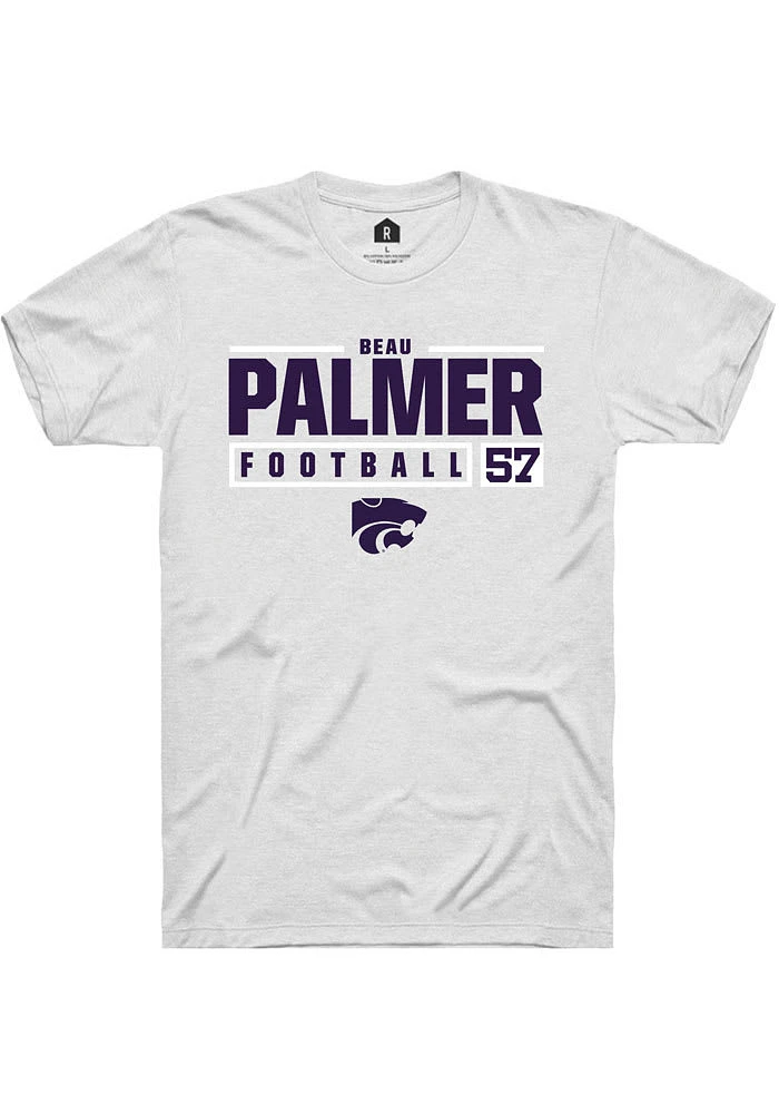 Beau Palmer  K-State Wildcats White Rally NIL Stacked Box Short Sleeve T Shirt