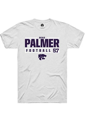 Beau Palmer  K-State Wildcats White Rally NIL Stacked Box Short Sleeve T Shirt