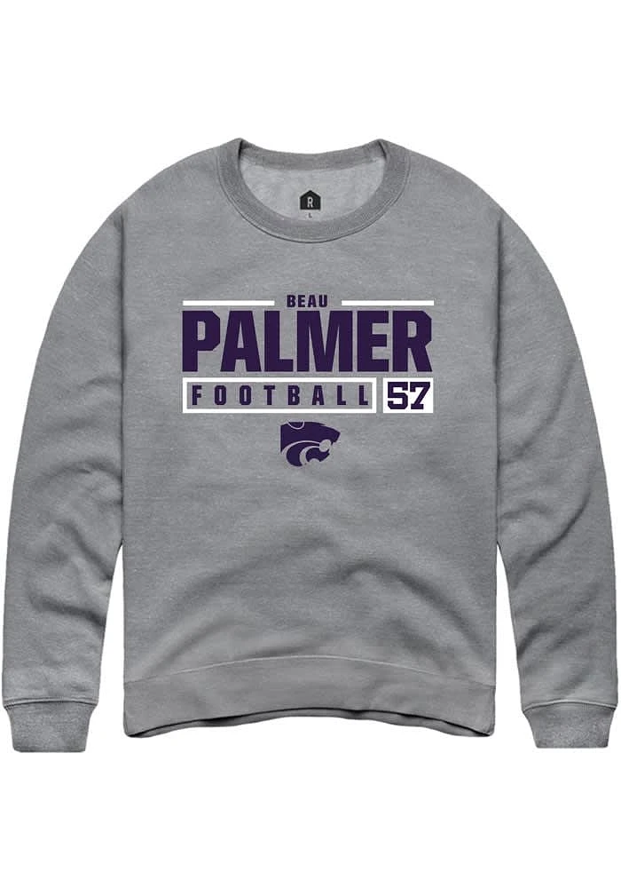 Beau Palmer  Rally K-State Wildcats Mens Graphite NIL Stacked Box Long Sleeve Crew Sweatshirt