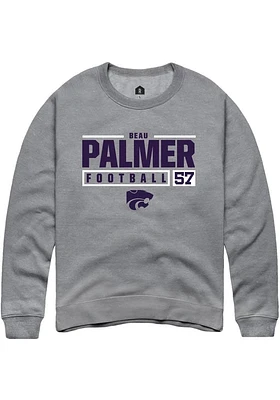 Beau Palmer  Rally K-State Wildcats Mens Graphite NIL Stacked Box Long Sleeve Crew Sweatshirt