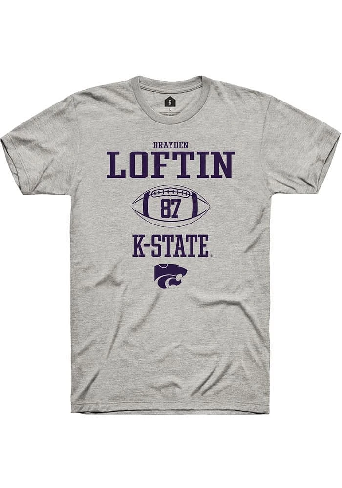 Brayden Loftin K-State Wildcats Ash Rally NIL Sport Icon Short Sleeve T Shirt