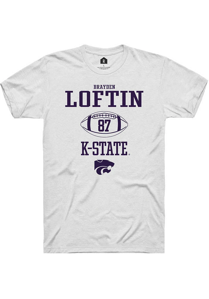 Brayden Loftin K-State Wildcats White Rally NIL Sport Icon Short Sleeve T Shirt