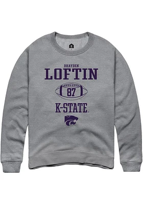 Brayden Loftin  Rally K-State Wildcats Mens Graphite NIL Sport Icon Long Sleeve Crew Sweatshirt