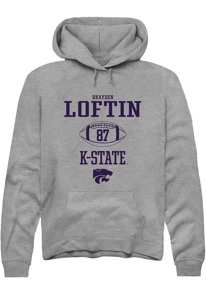 Brayden Loftin  Rally K-State Wildcats Mens Graphite NIL Sport Icon Long Sleeve Hoodie