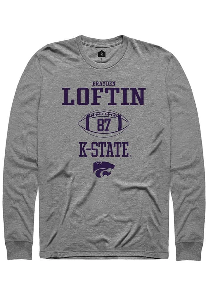 Brayden Loftin  K-State Wildcats Graphite Rally NIL Sport Icon Long Sleeve T Shirt