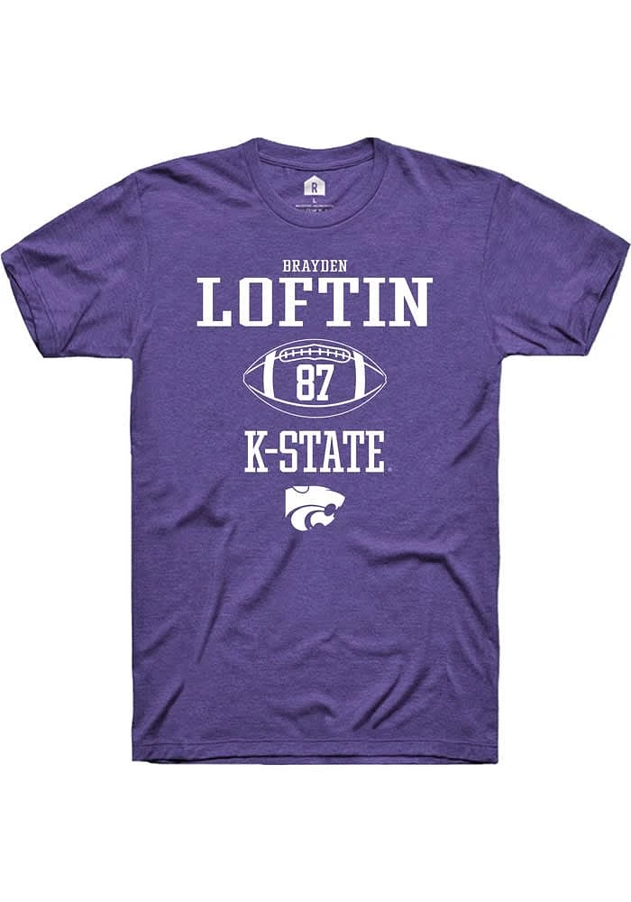 Brayden Loftin K-State Wildcats Purple Rally NIL Sport Icon Short Sleeve T Shirt