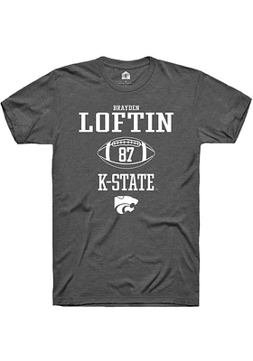 Brayden Loftin  K-State Wildcats Dark Grey Rally NIL Sport Icon Short Sleeve T Shirt