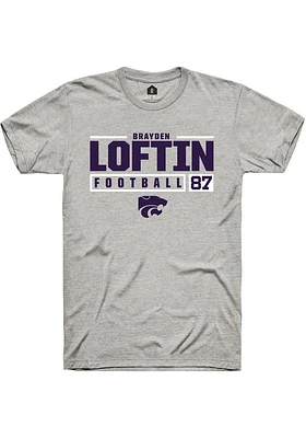Brayden Loftin  K-State Wildcats Ash Rally NIL Stacked Box Short Sleeve T Shirt