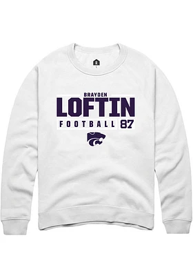 Brayden Loftin Rally K-State Wildcats Mens NIL Stacked Box Long Sleeve Crew Sweatshirt