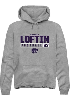 Brayden Loftin  Rally K-State Wildcats Mens Graphite NIL Stacked Box Long Sleeve Hoodie