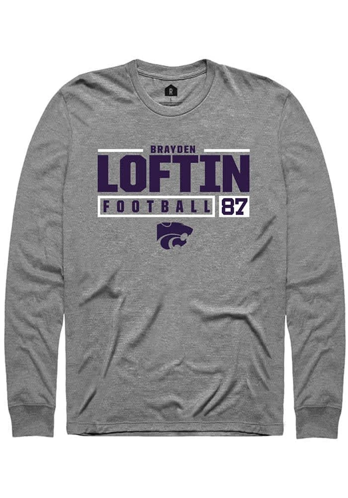 Brayden Loftin K-State Wildcats Graphite Rally NIL Stacked Box Long Sleeve T Shirt
