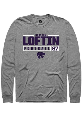 Brayden Loftin  K-State Wildcats Graphite Rally NIL Stacked Box Long Sleeve T Shirt