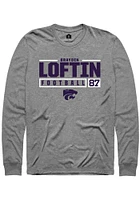 Brayden Loftin  K-State Wildcats Graphite Rally NIL Stacked Box Long Sleeve T Shirt