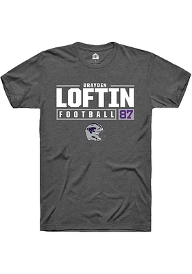 Brayden Loftin  K-State Wildcats Dark Grey Rally NIL Stacked Box Short Sleeve T Shirt