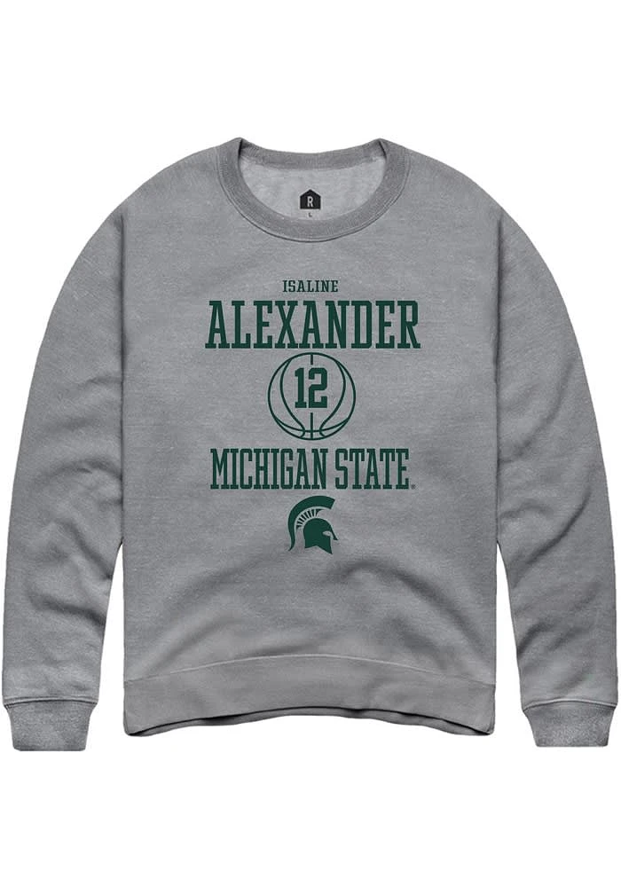 Isaline Alexander Rally Michigan State Spartans Mens Graphite NIL Sport Icon Long Sleeve Crew Swe..