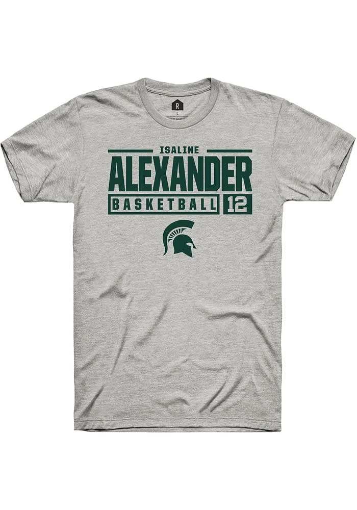 Isaline Alexander Michigan State Spartans Ash Rally NIL Stacked Box Short Sleeve T Shirt