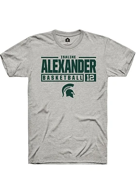 Isaline Alexander  Michigan State Spartans Ash Rally NIL Stacked Box Short Sleeve T Shirt