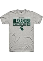 Isaline Alexander  Michigan State Spartans Ash Rally NIL Stacked Box Short Sleeve T Shirt
