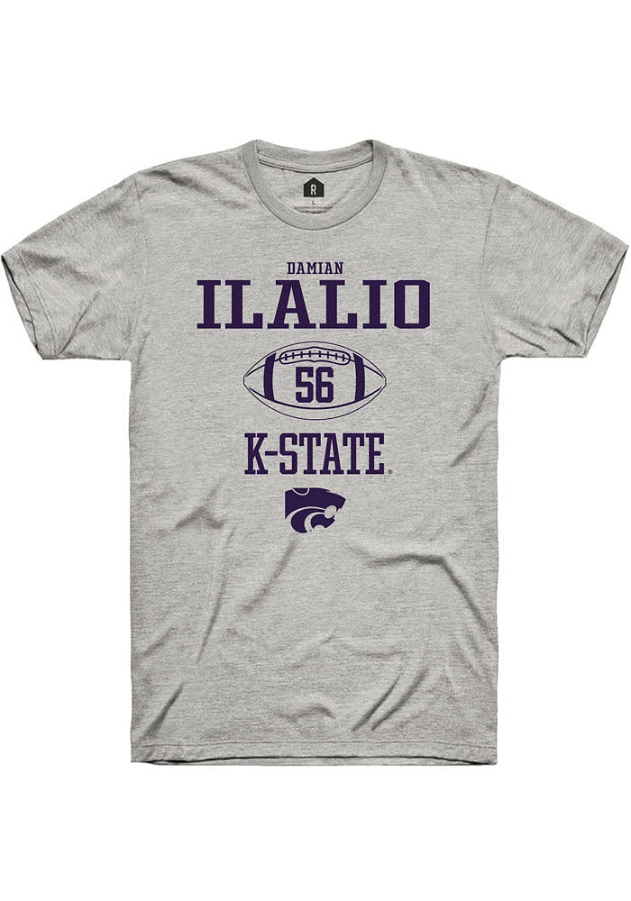 Damian Ilalio K-State Wildcats Ash Rally NIL Sport Icon Short Sleeve T Shirt