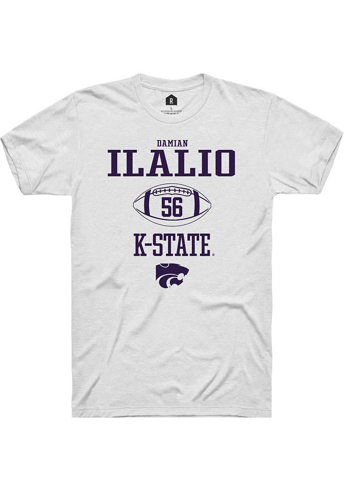 Damian Ilalio K-State Wildcats White Rally NIL Sport Icon Short Sleeve T Shirt