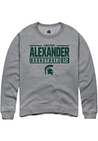 Isaline Alexander  Rally Michigan State Spartans Mens Graphite NIL Stacked Box Long Sleeve Crew Sw..