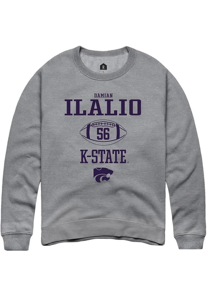 Damian Ilalio  Rally K-State Wildcats Mens Graphite NIL Sport Icon Long Sleeve Crew Sweatshirt