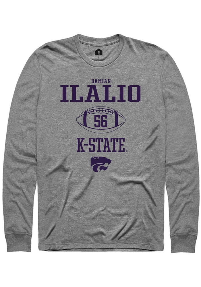 Damian Ilalio K-State Wildcats Graphite Rally NIL Sport Icon Long Sleeve T Shirt