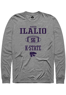 Damian Ilalio  K-State Wildcats Graphite Rally NIL Sport Icon Long Sleeve T Shirt