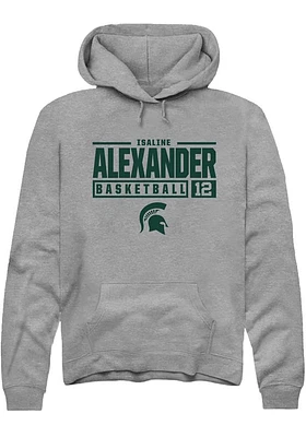 Isaline Alexander  Rally Michigan State Spartans Mens Graphite NIL Stacked Box Long Sleeve Hoodie