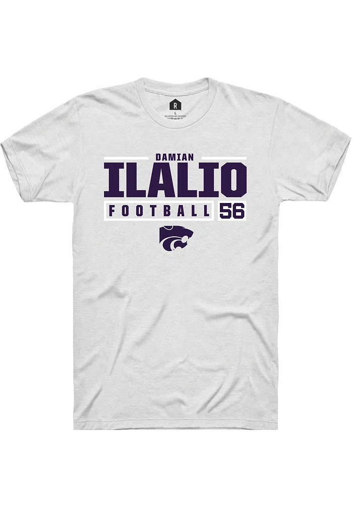 Damian Ilalio K-State Wildcats White Rally NIL Stacked Box Short Sleeve T Shirt