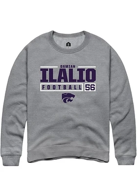 Damian Ilalio  Rally K-State Wildcats Mens Graphite NIL Stacked Box Long Sleeve Crew Sweatshirt