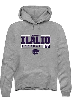 Damian Ilalio  Rally K-State Wildcats Mens Graphite NIL Stacked Box Long Sleeve Hoodie