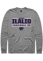 Damian Ilalio  K-State Wildcats Graphite Rally NIL Stacked Box Long Sleeve T Shirt