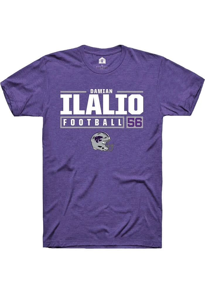 Damian Ilalio  K-State Wildcats Purple Rally NIL Stacked Box Short Sleeve T Shirt
