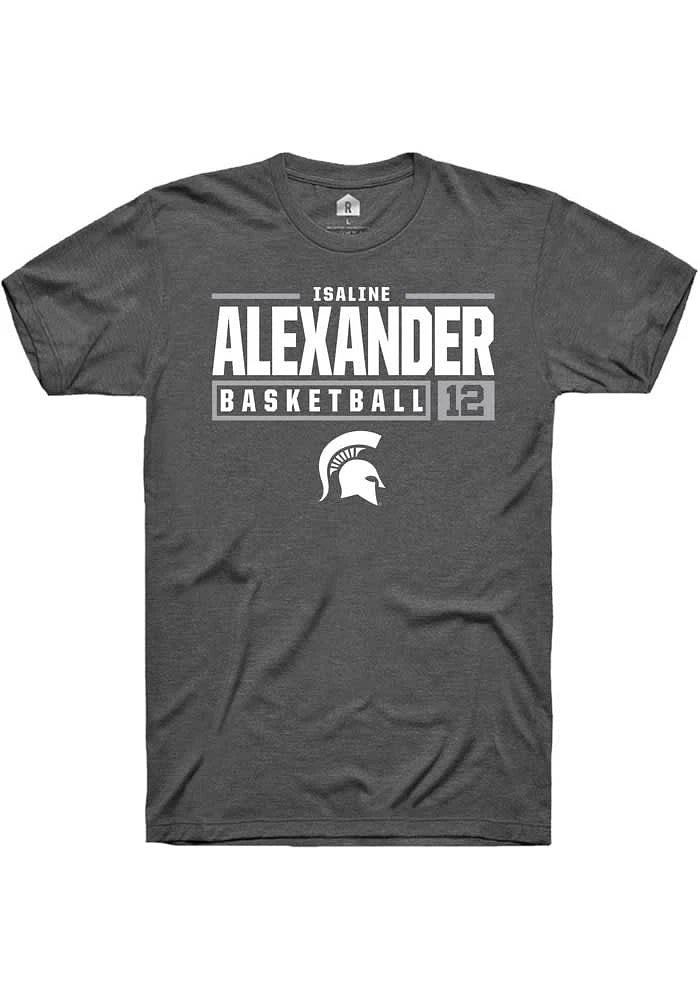 Isaline Alexander Michigan State Spartans Dark Grey Rally NIL Stacked Box Short Sleeve T Shirt