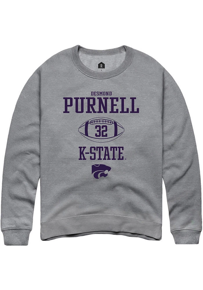 Desmond Purnell Rally K-State Wildcats Mens Graphite NIL Sport Icon Long Sleeve Crew Sweatshirt