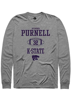Desmond Purnell  K-State Wildcats Graphite Rally NIL Sport Icon Long Sleeve T Shirt