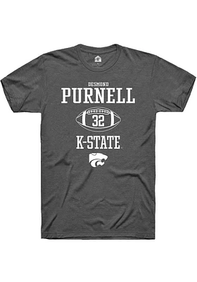 Desmond Purnell  K-State Wildcats Dark Grey Rally NIL Sport Icon Short Sleeve T Shirt