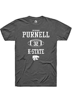 Desmond Purnell  K-State Wildcats Dark Grey Rally NIL Sport Icon Short Sleeve T Shirt